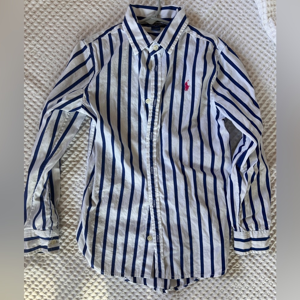 Polo by Ralph Lauren Kids Navy and White Striped Shirt